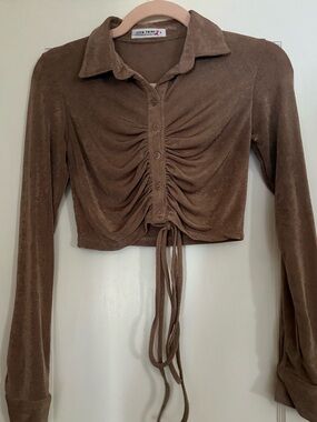 12th Tribe Crop Top Button Down Sz Sm
